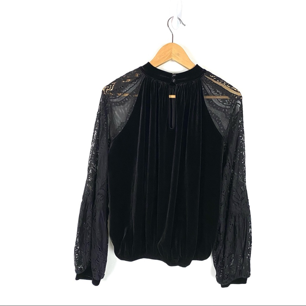 Free People Dream Team Black Velvet and Lace Top - Picture 8 of 11